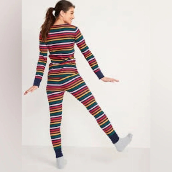 Old Navy Other - Matching rainbow stripe Printed Thermal-Knit Pajama shirt and pants size M #1166